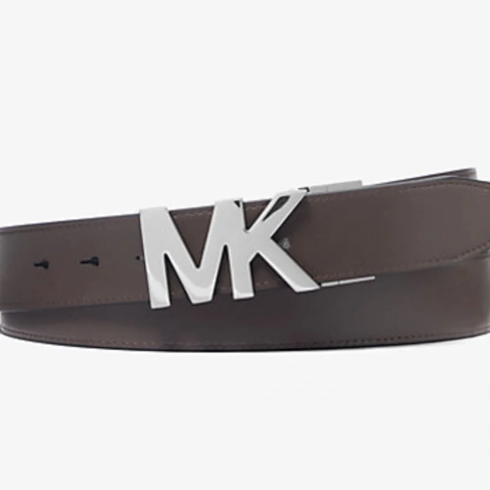 Michael Kors Logo and Leather Waist Belt (Brown / Chocolate) Large